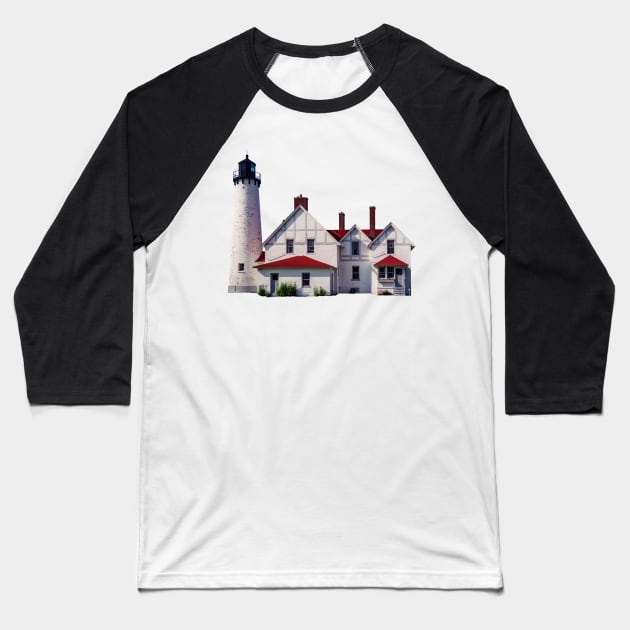 Point Iroquois Lighthouse Baseball T-Shirt by Enzwell